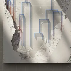 Abstract AI city illustration with blue data lines