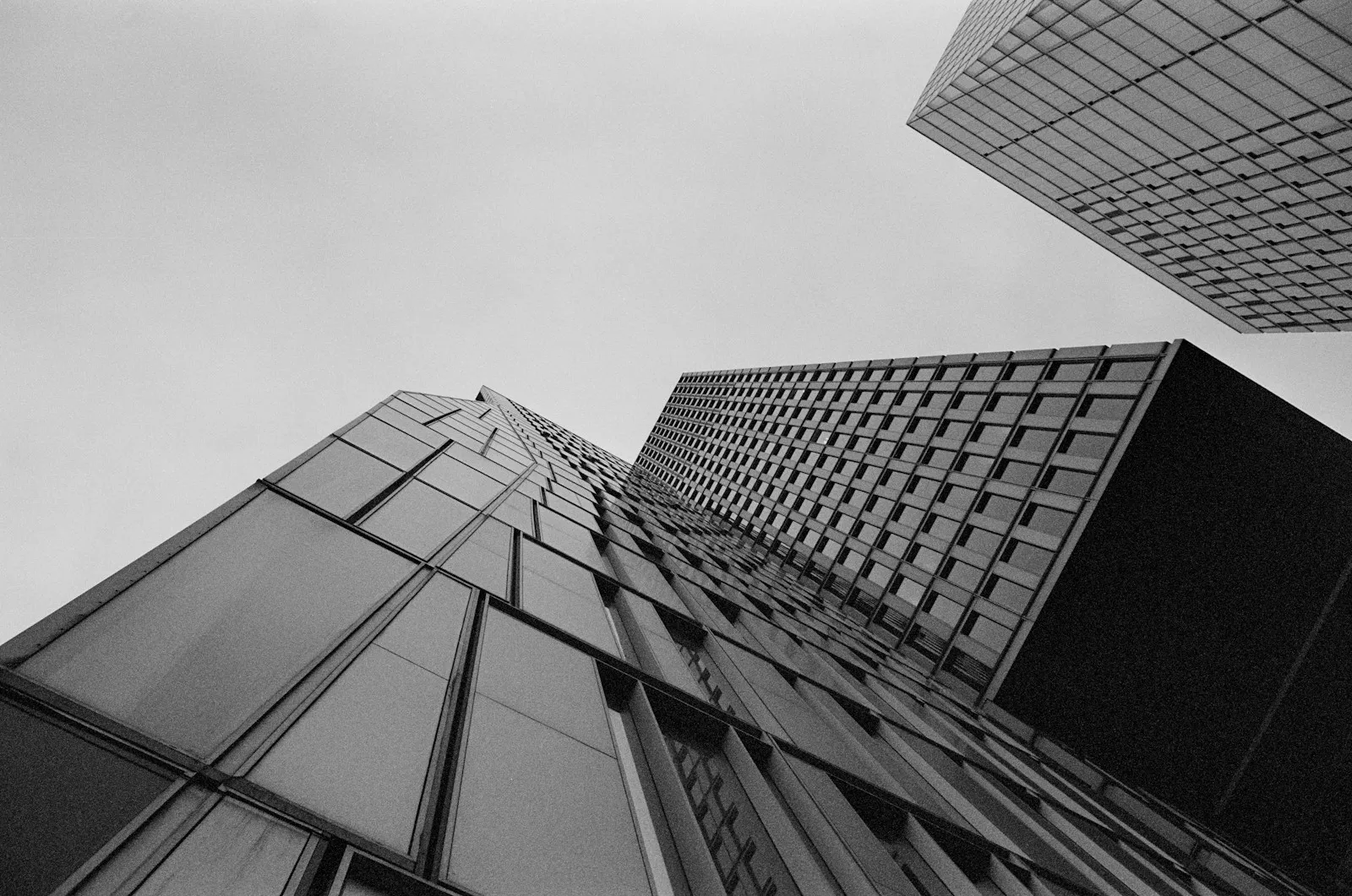 Low angle view of financial district office towers