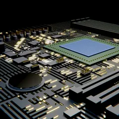 Detailed circuit board with a central processing chip