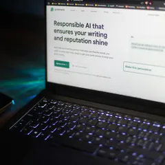 Laptop showing a responsible AI writing website