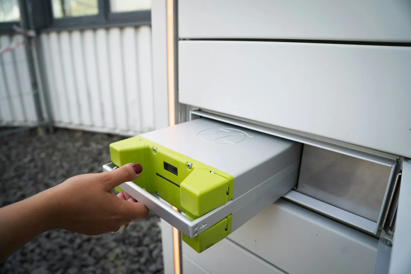 Green battery exchange cabinet used for electric mobility charging